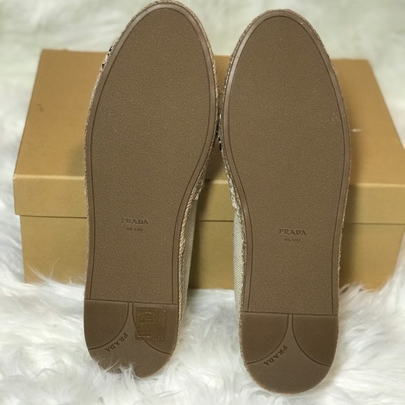 Prada Embroidered Logo Canvas Espadrille Flats - Picture 11 of 12